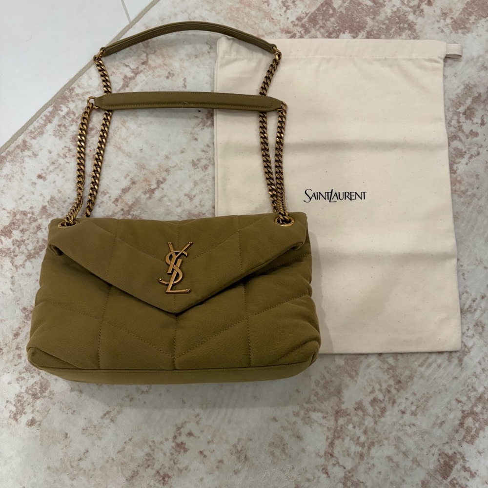 Saint Laurent Canvas Quilted Loulou Puffer Shoulder Bag